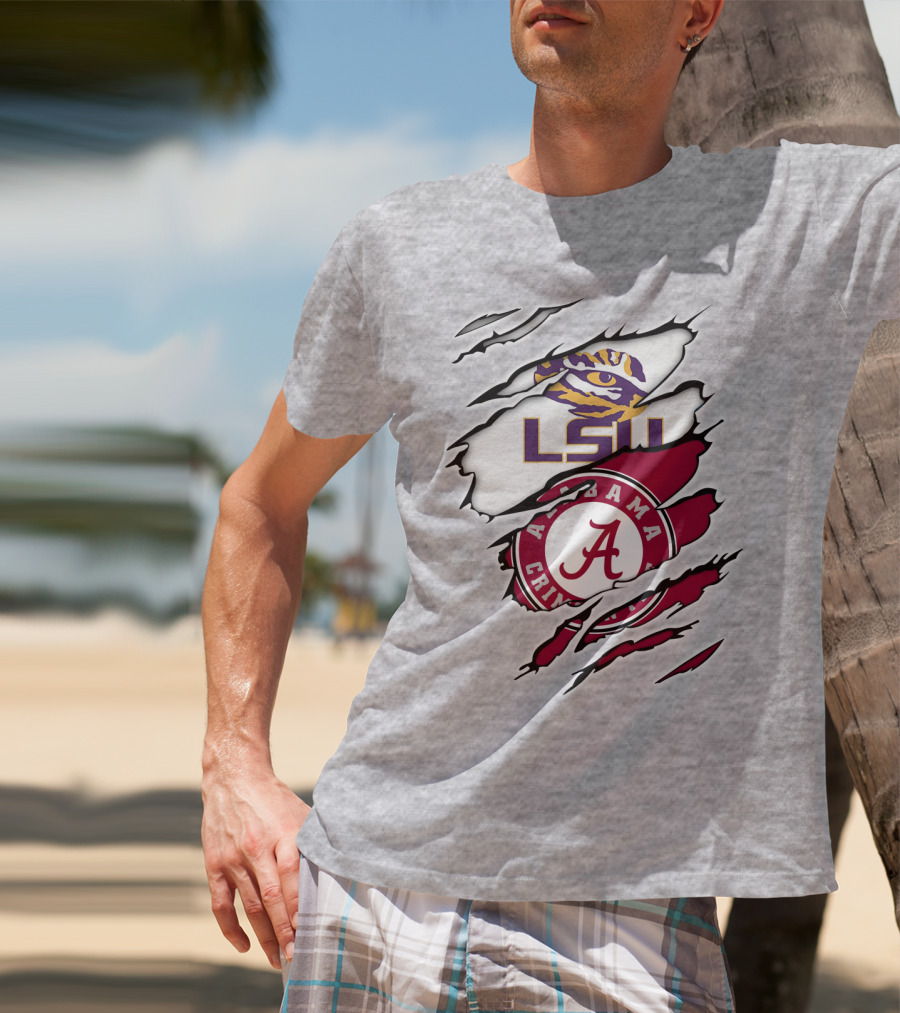 LSU Tigers Alabama Crimson Tide Rivalry Claw Marks T-Shirt