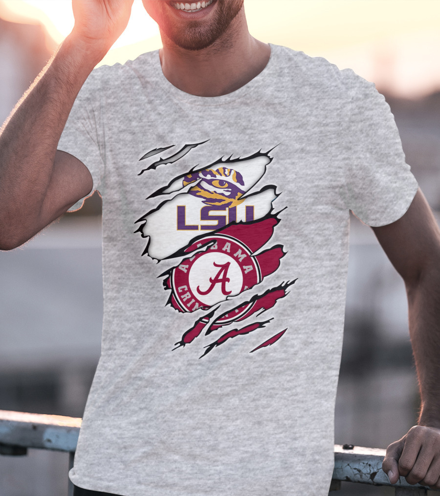 LSU Tigers Alabama Crimson Tide Rivalry Claw Marks T-Shirt