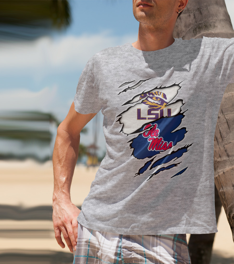 LSU Tigers Ole Miss Rebels Splattered Team T-Shirt