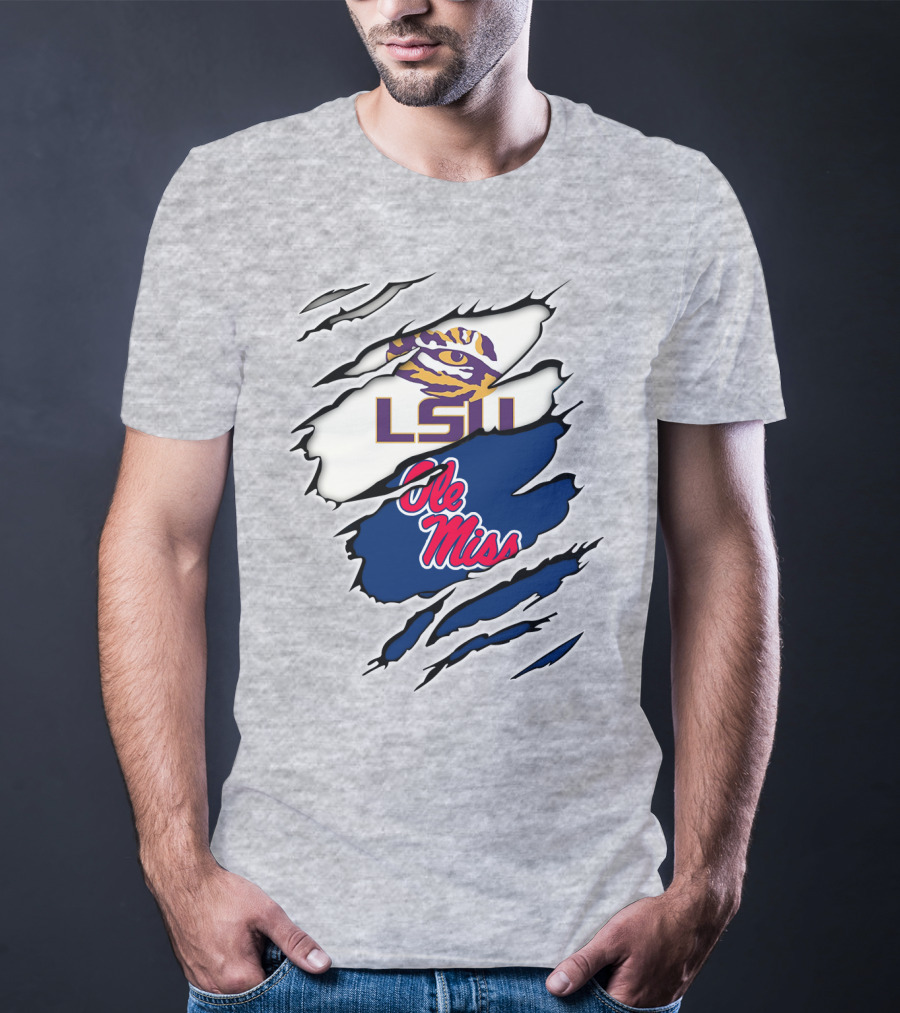 LSU Tigers Ole Miss Rebels Splattered Team T-Shirt