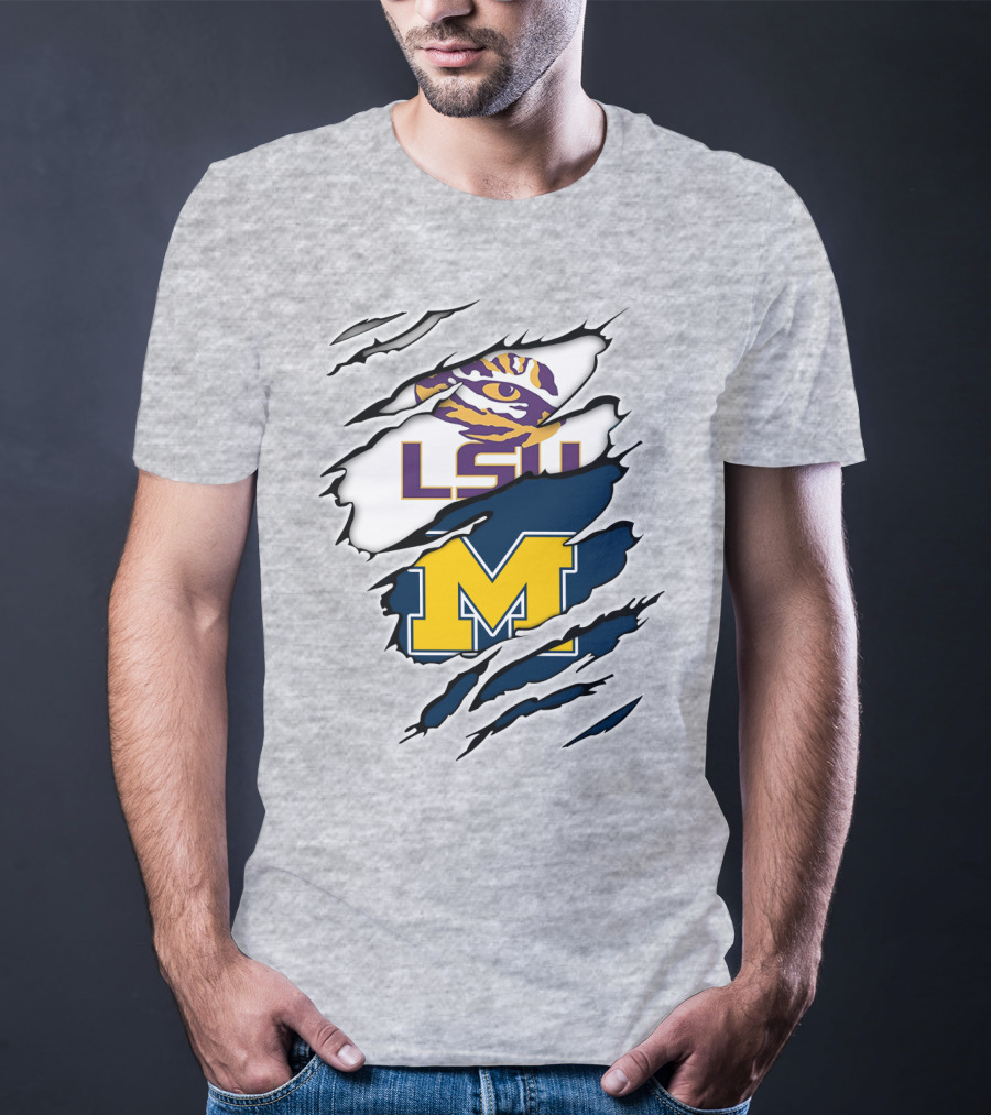 LSU Tigers Michigan Wolverines Claw Logo Mashup T-Shirt