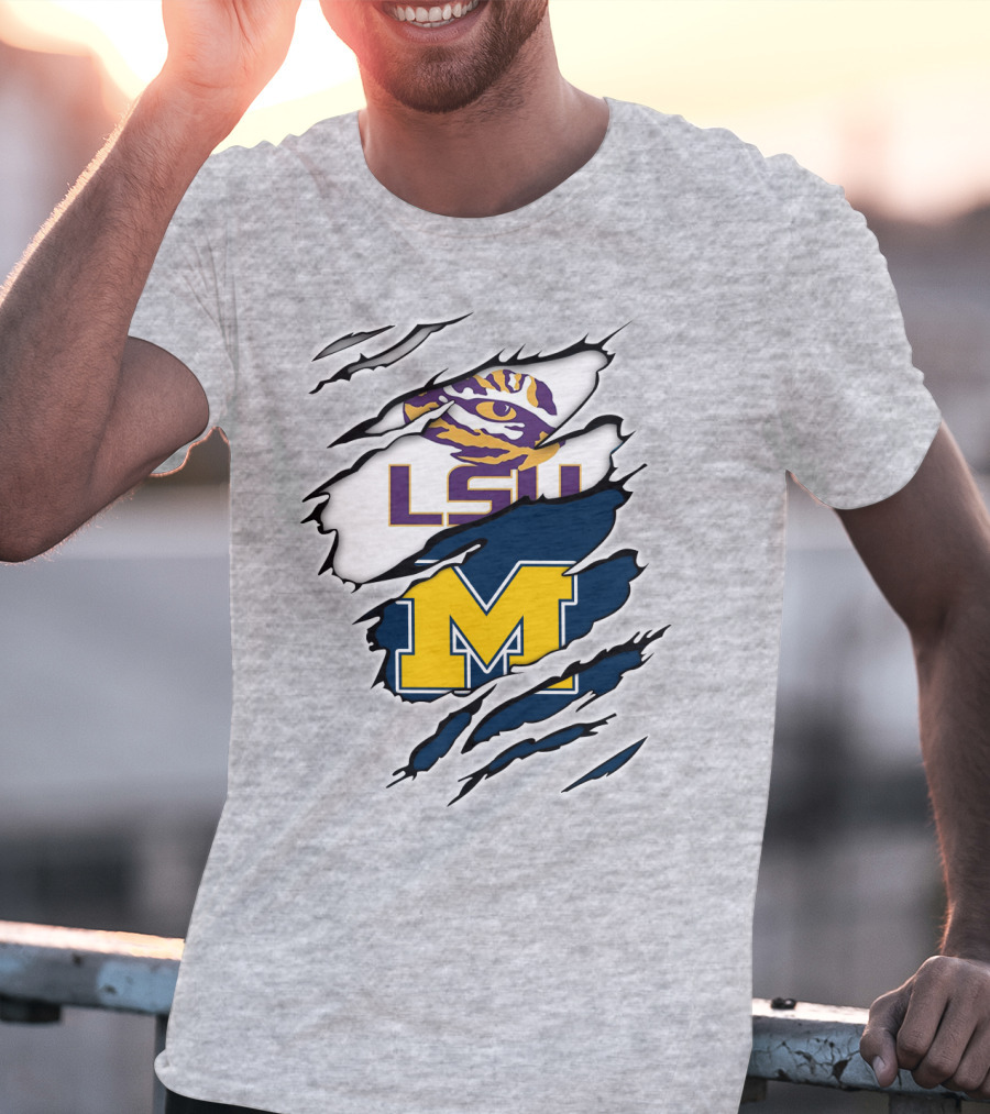 LSU Tigers Michigan Wolverines Claw Logo Mashup T-Shirt