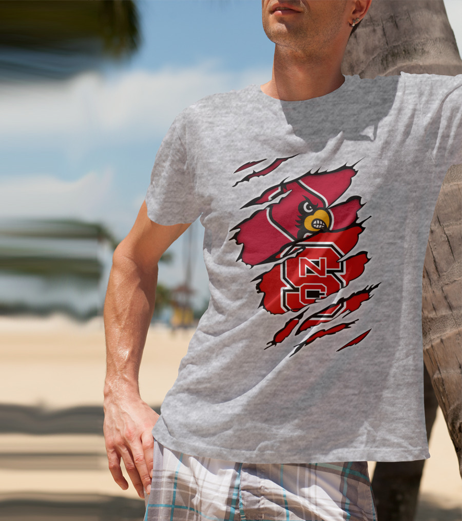 NC State Wolfpack Louisville Cardinals Torn T-Shirt