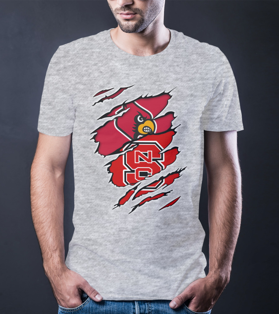 NC State Wolfpack Louisville Cardinals Torn T-Shirt