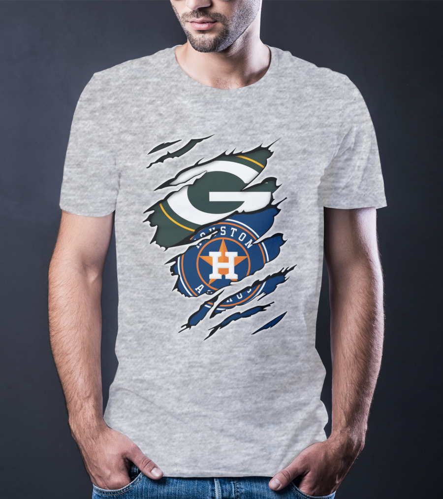 Green Bay Packers Houston Astros Claw Marks T-Shirt