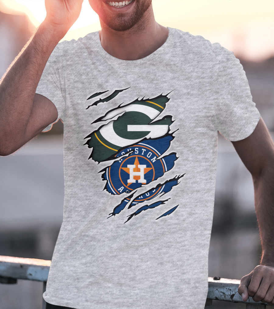 Green Bay Packers Houston Astros Claw Marks T-Shirt