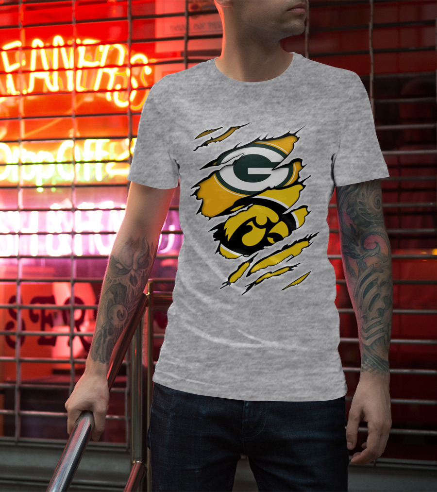 Packers Hawkeyes Logo Crossover Claw Marks T-Shirt