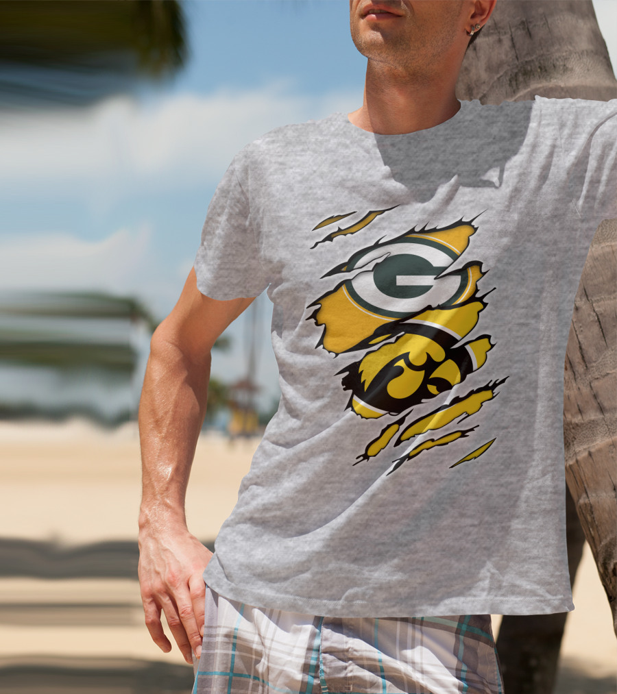 Packers Hawkeyes Logo Crossover Claw Marks T-Shirt