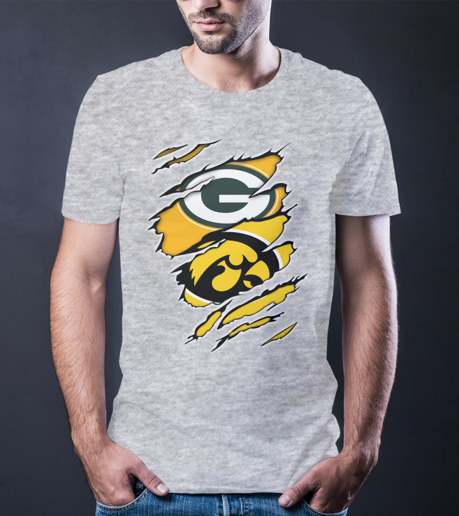 Packers Hawkeyes Logo Crossover Claw Marks T-Shirt