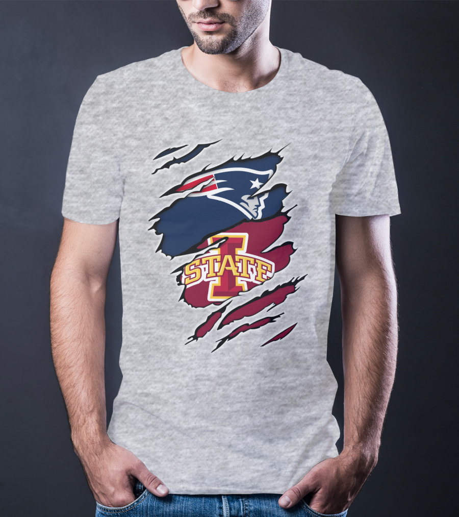 Patriots Logo Claw Marks With Iowa State Cyclones T-Shirt