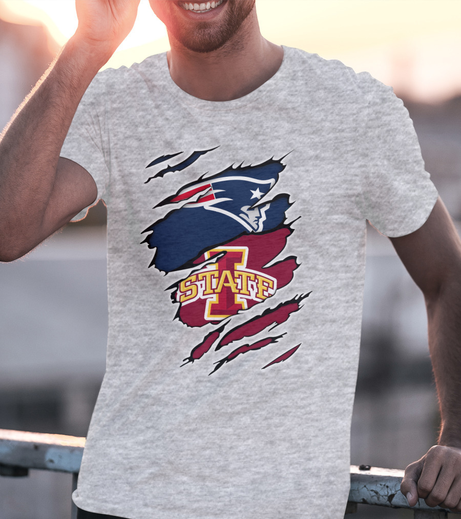 Patriots Logo Claw Marks With Iowa State Cyclones T-Shirt