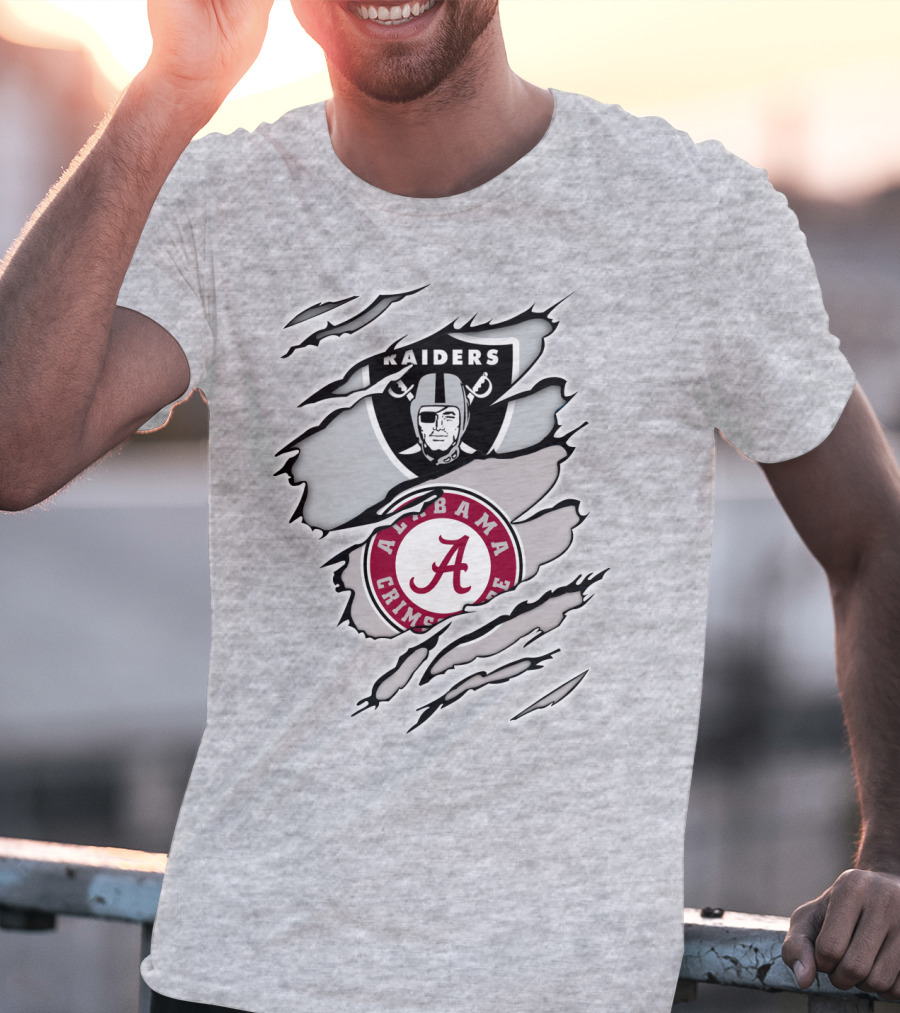 Raiders Alabama Crimson Tide Logo Mashup T-Shirt