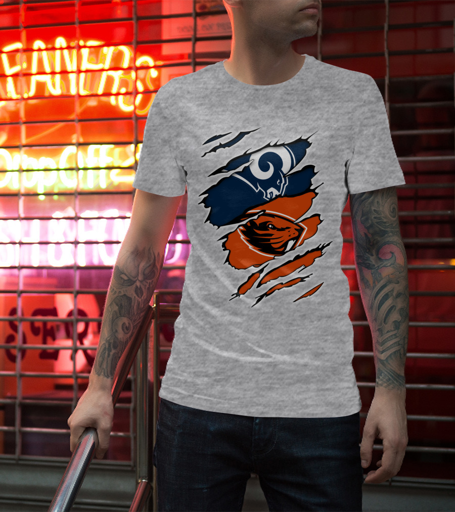 Ram Beavers NFL Meets College Mascot Fusion T-Shirt