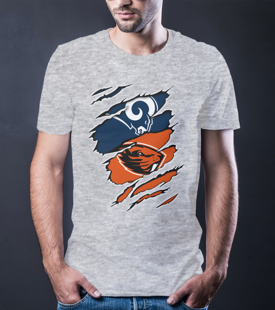 Ram Beavers NFL Meets College Mascot Fusion T-Shirt