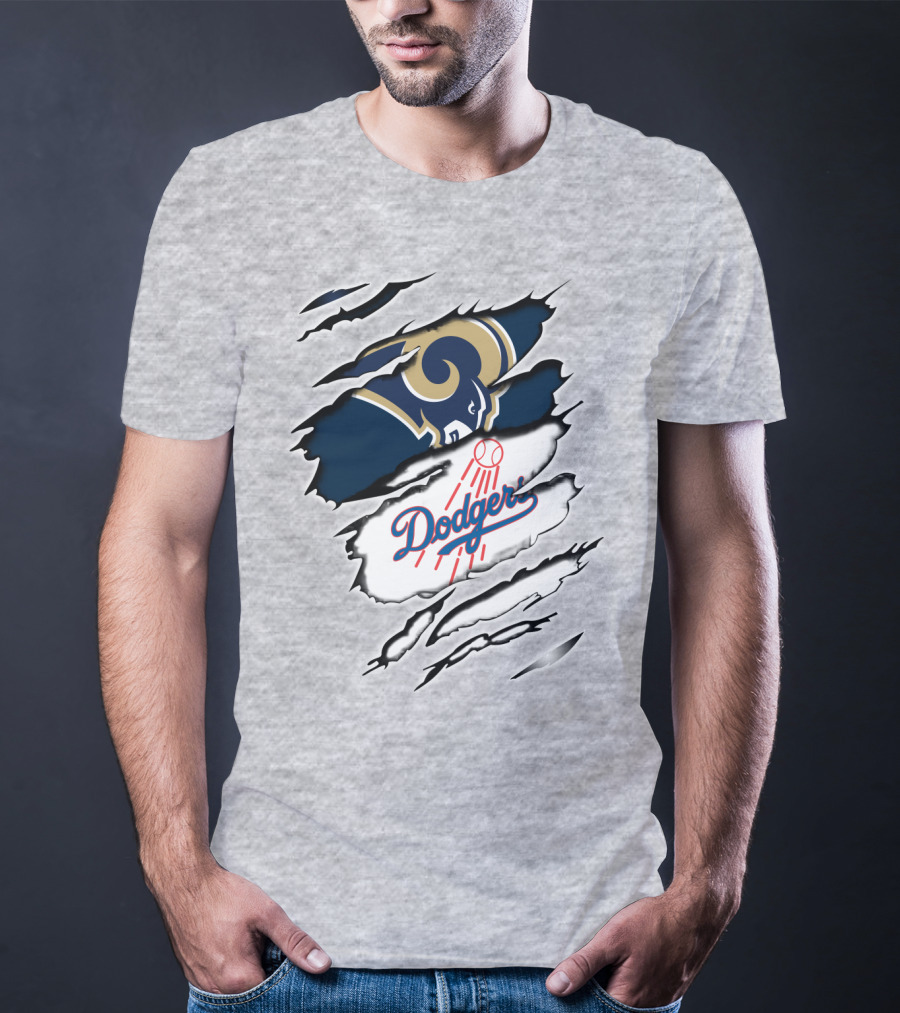 Dodger And Ram Logo Fusion Tearing Effect T-Shirt