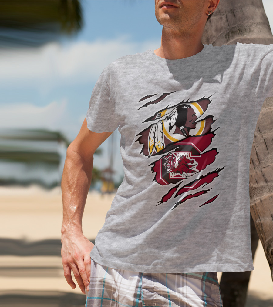 Redskins Gamecocks Logo Mashup T-Shirt