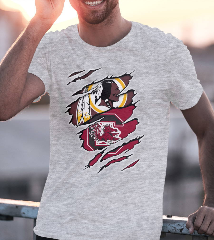 Redskins Gamecocks Logo Mashup T-Shirt