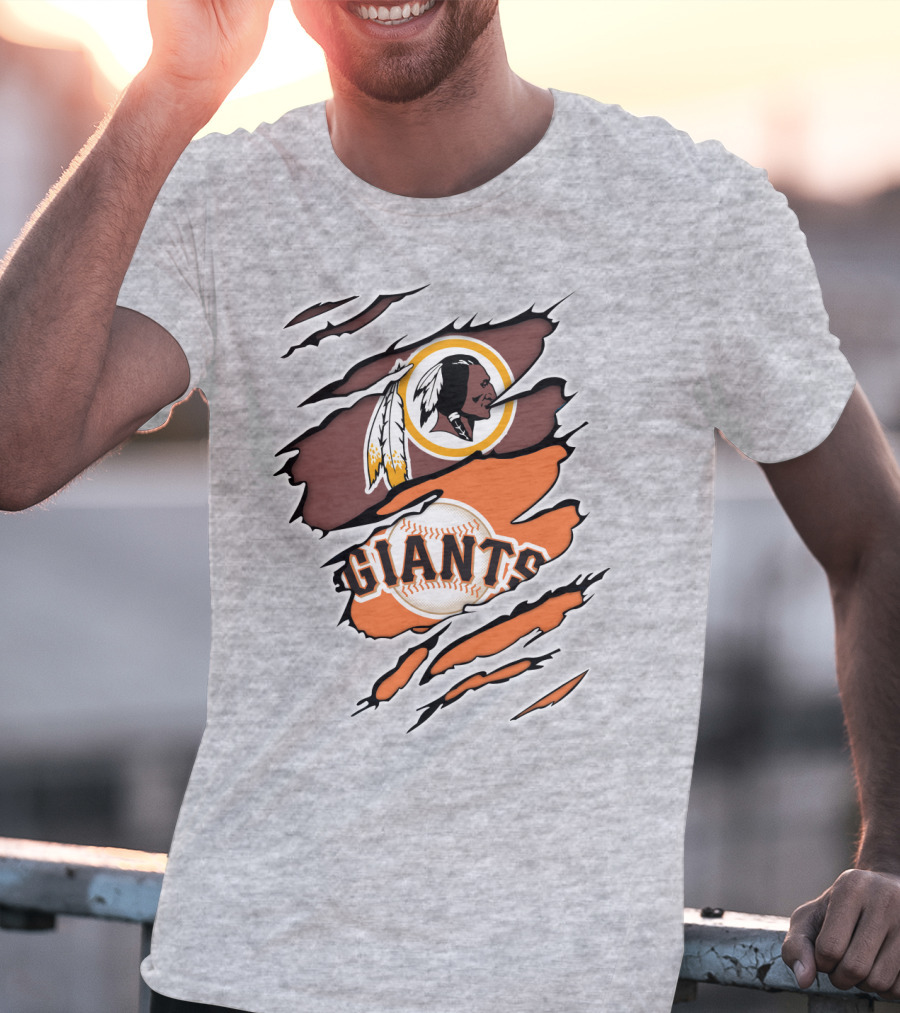 Redskins Giants Logo Mashup Baseball And Football Fan Clash T-Shirt