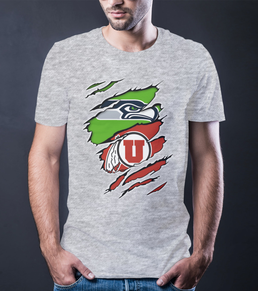 Seahawks Utes Claw Slash Emblem Blend T-Shirt