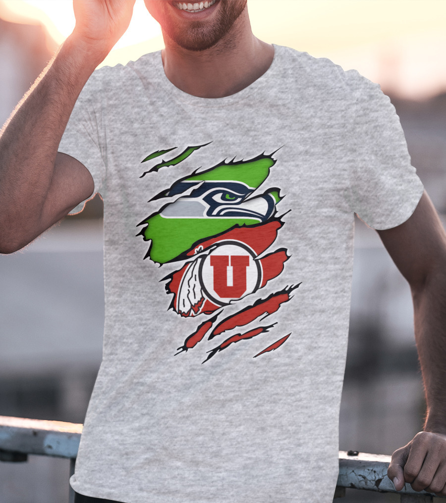 Seahawks Utes Claw Slash Emblem Blend T-Shirt