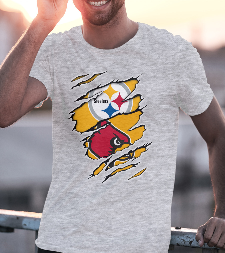 Steelers Louisville Cardinals Fan Crossover T-Shirt