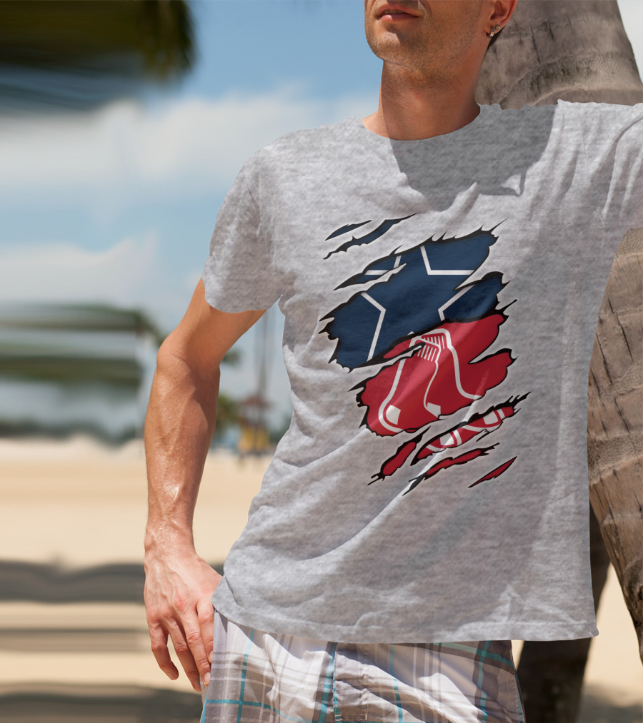 Cowboys Red Sox Logo Mashup T-Shirt