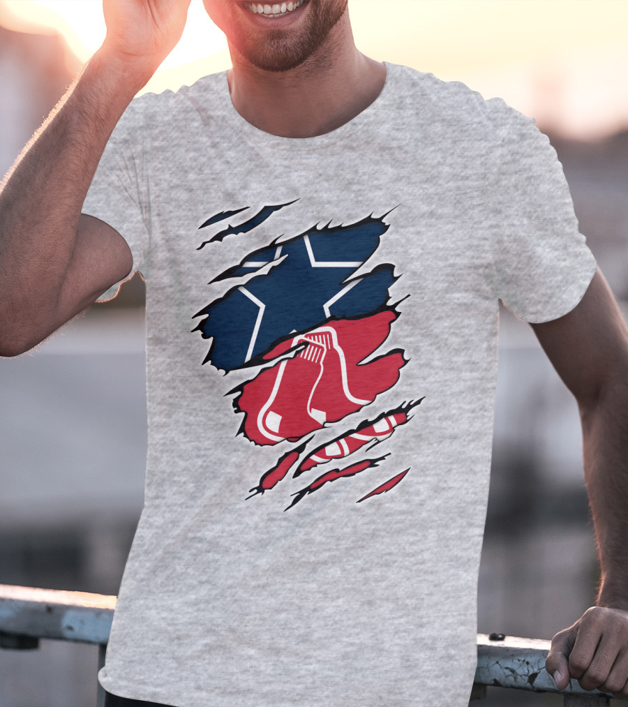 Cowboys Red Sox Logo Mashup T-Shirt