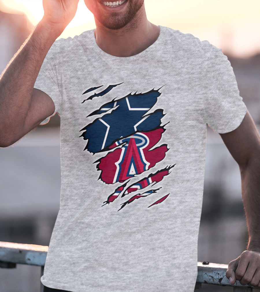 Cowboys Angels Logos Torn T-Shirt