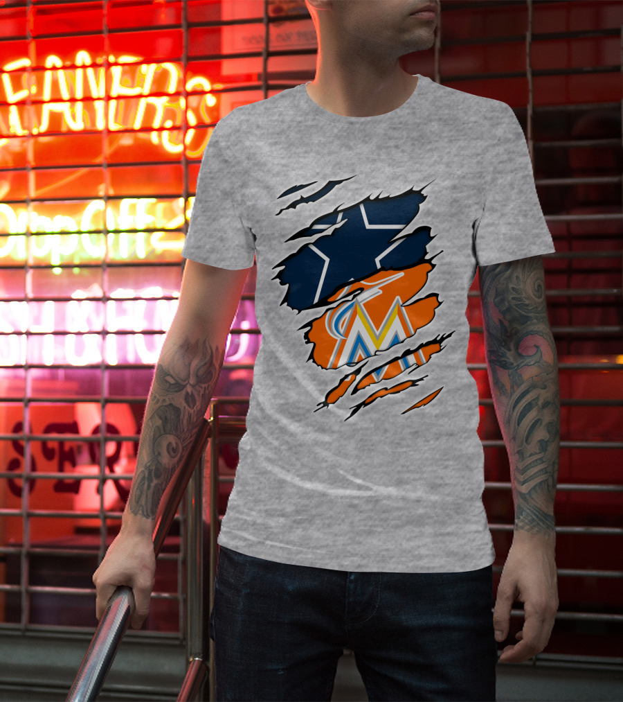 Cowboys Marlins Logo Tear T-Shirt