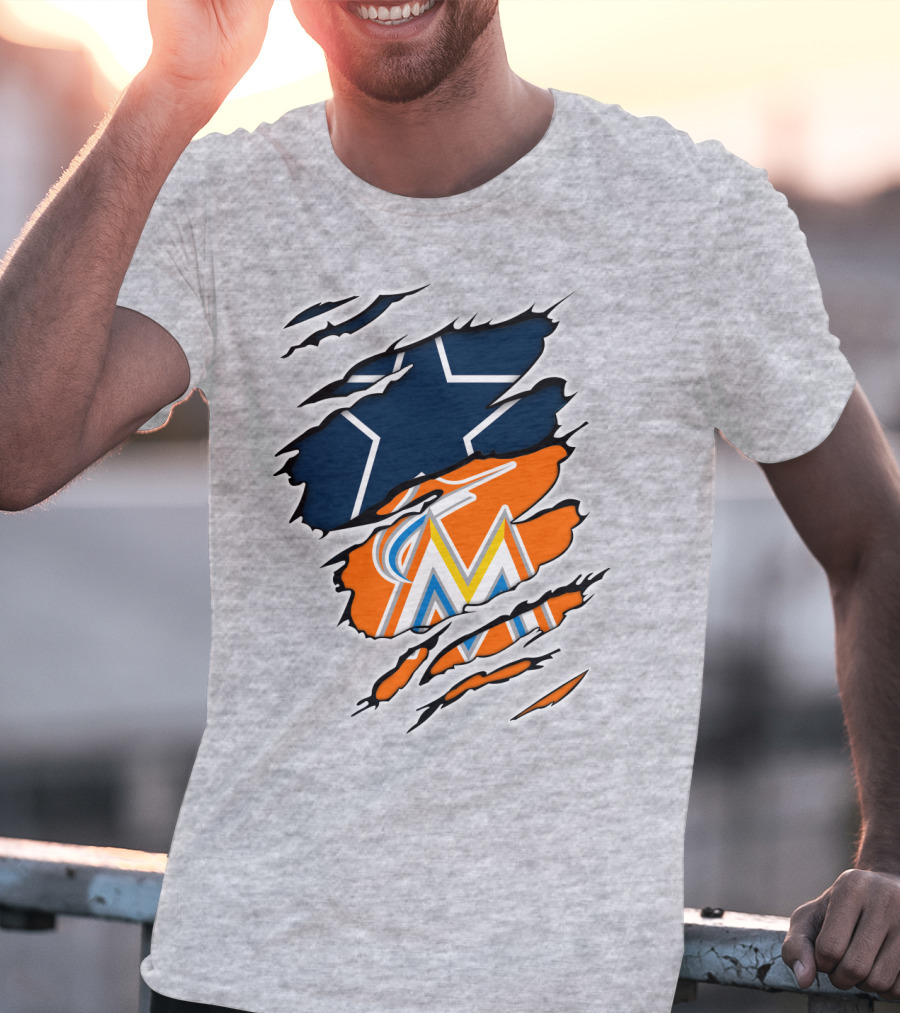 Cowboys Marlins Logo Tear T-Shirt