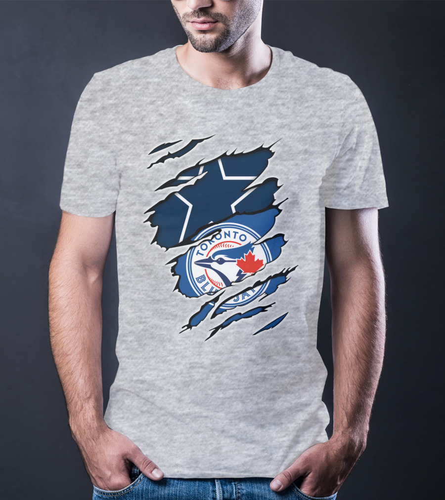 Toronto Blue Jays Dallas Cowboys Ripped T-Shirt