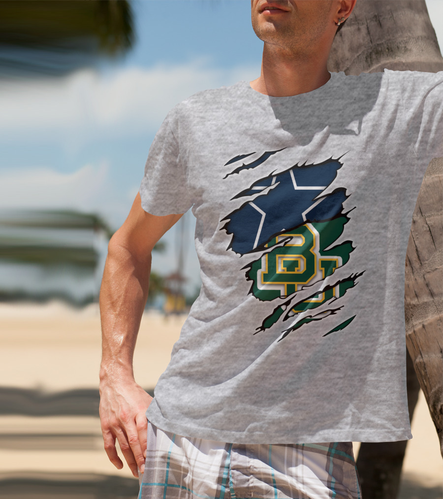 Baylor Cowboys Star Rip Claw Marks T-Shirt