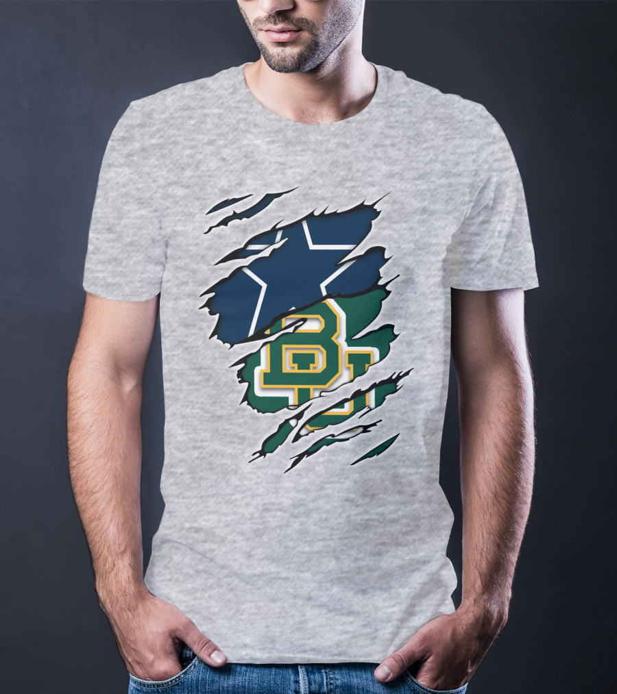 Baylor Cowboys Star Rip Claw Marks T-Shirt