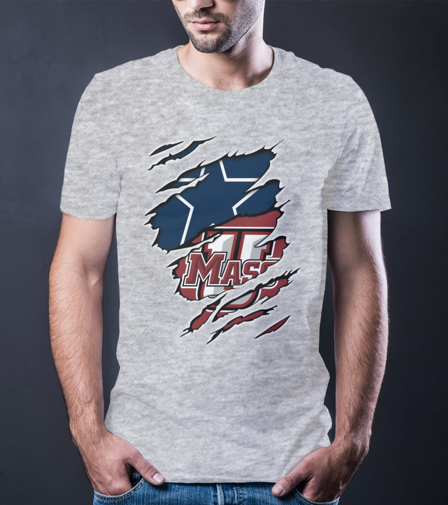 Massachusetts Cowboys Star Logo And UMASS Symbol Combo T-Shirt