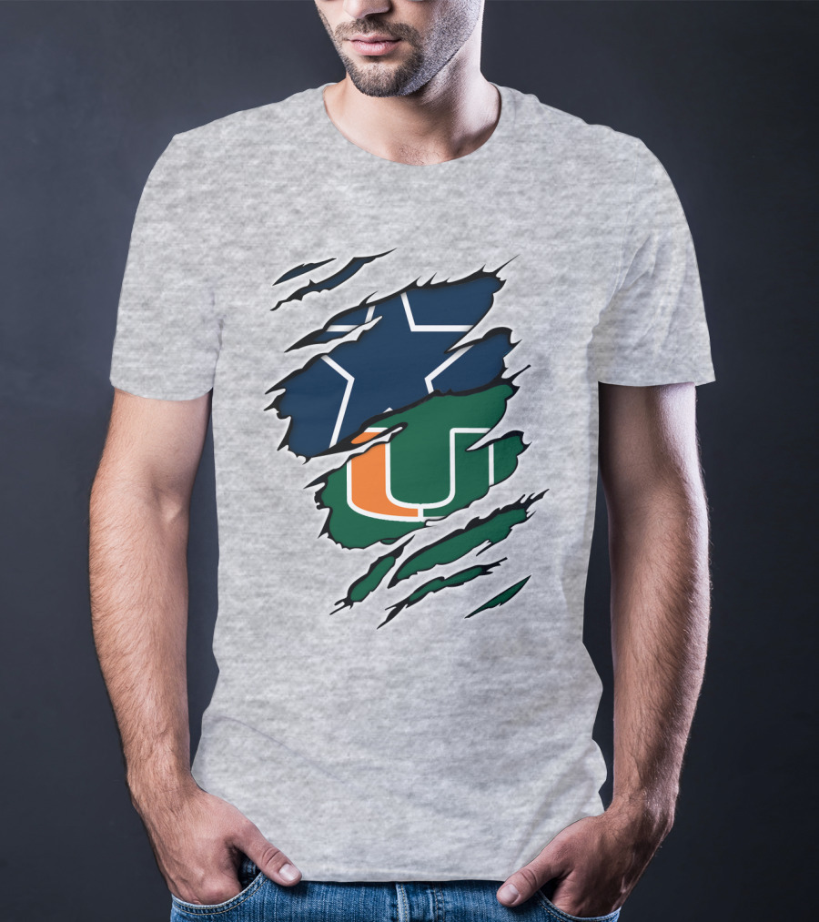 Dallas Cowboys Miami Hurricanes Logo Mashup T-Shirt