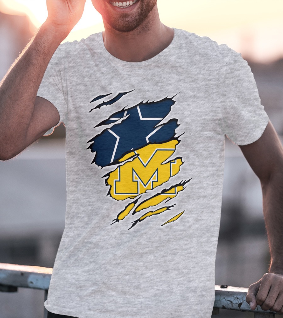 Cowboys Michigan Wolverines Star Logo Fusion T-Shirt