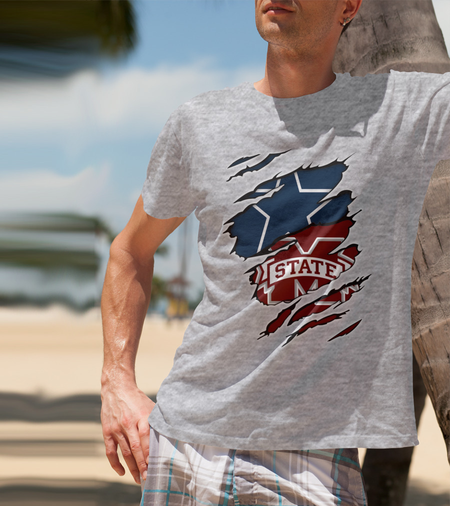 Dallas Stars And Mississippi State Cowboys Combo T-Shirt