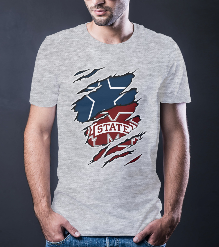 Dallas Stars And Mississippi State Cowboys Combo T-Shirt