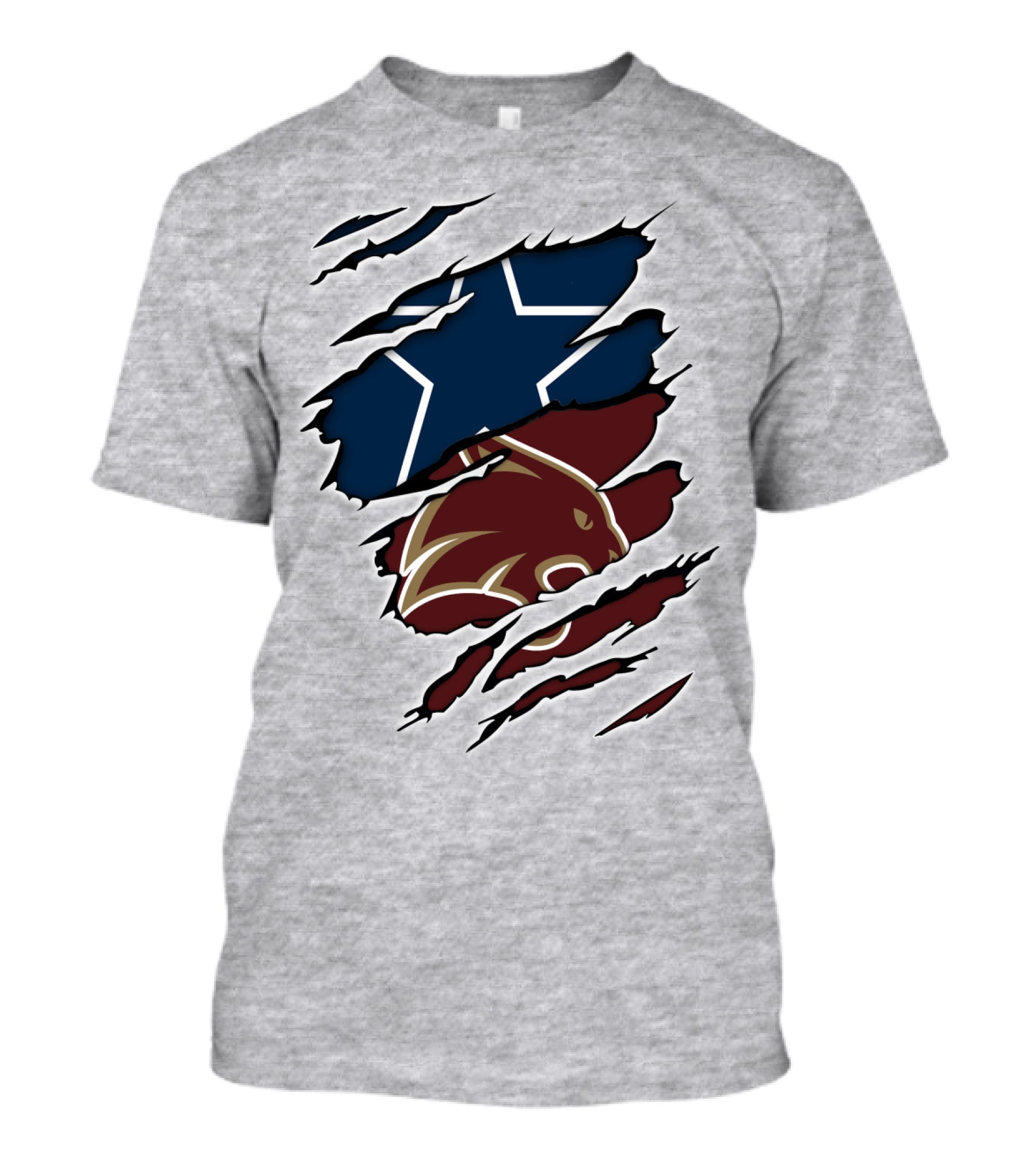 Cowboys Texas States Cowboys Star And Bear Claw Scratch T-Shirt