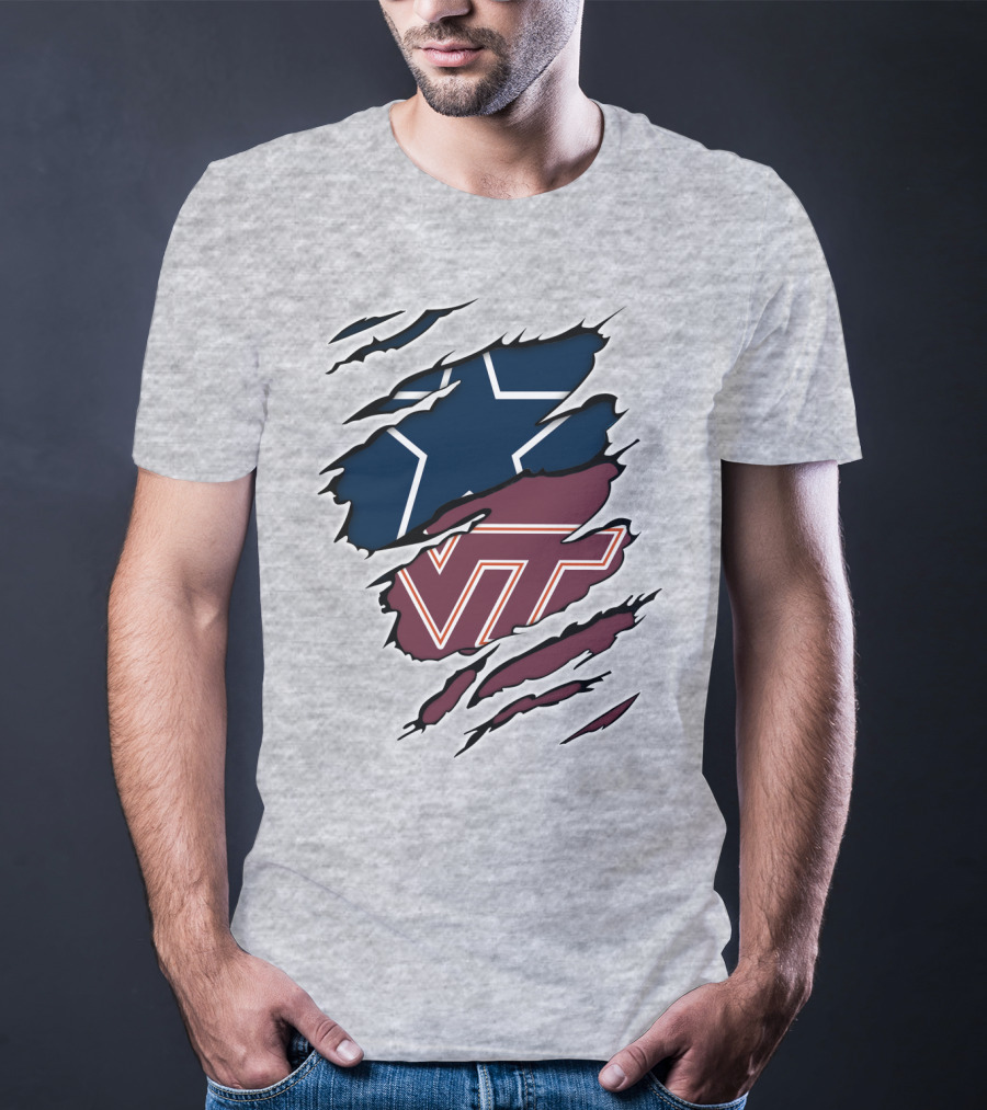 Cowboys Star Virginia Tech Hokies Claw Marks T-Shirt