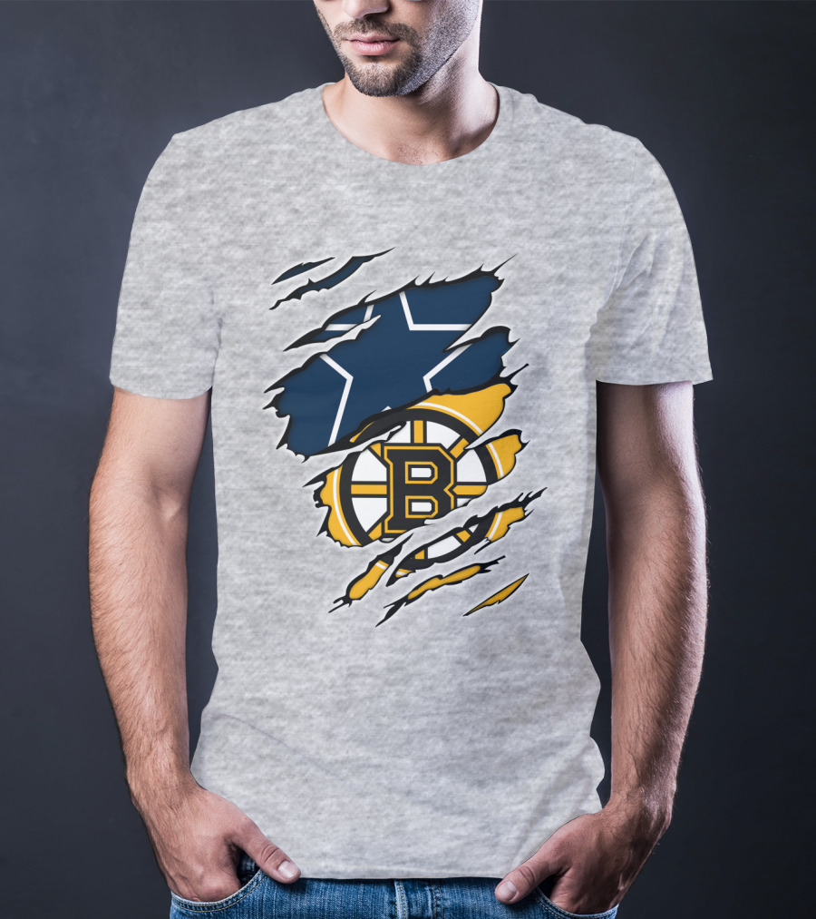 Dallas Cowboys Boston Bruins Fan Crossover T-Shirt