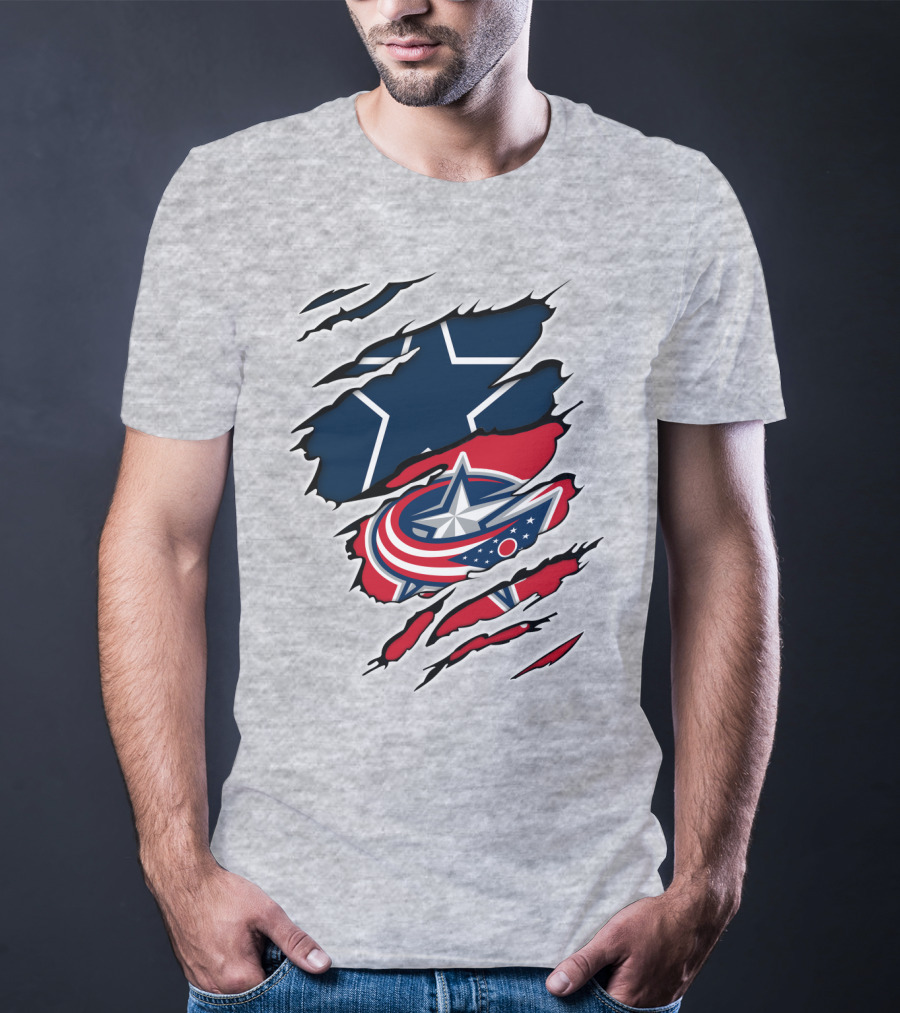 Dallas Cowboys Columbus Blue Jackets Fan Crossover T-Shirt