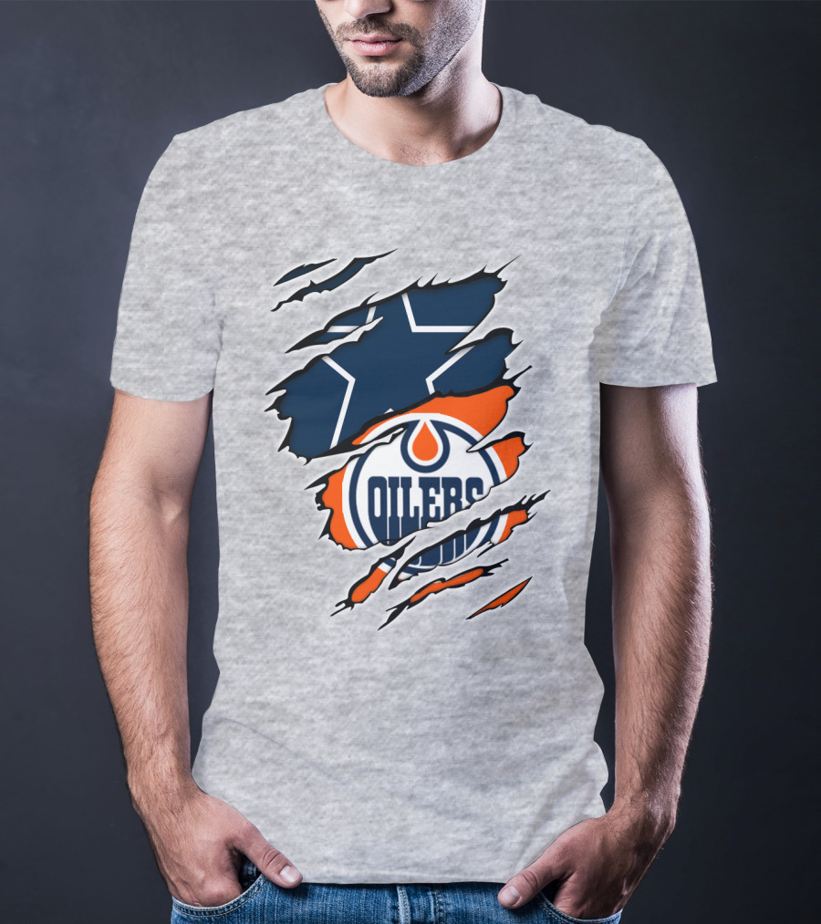 Cowboys Oilers Logos Ripped T-Shirt