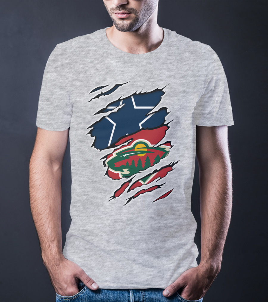 Dallas Cowboys Wild Minnesota Wild Rip Claw Marks T-Shirt