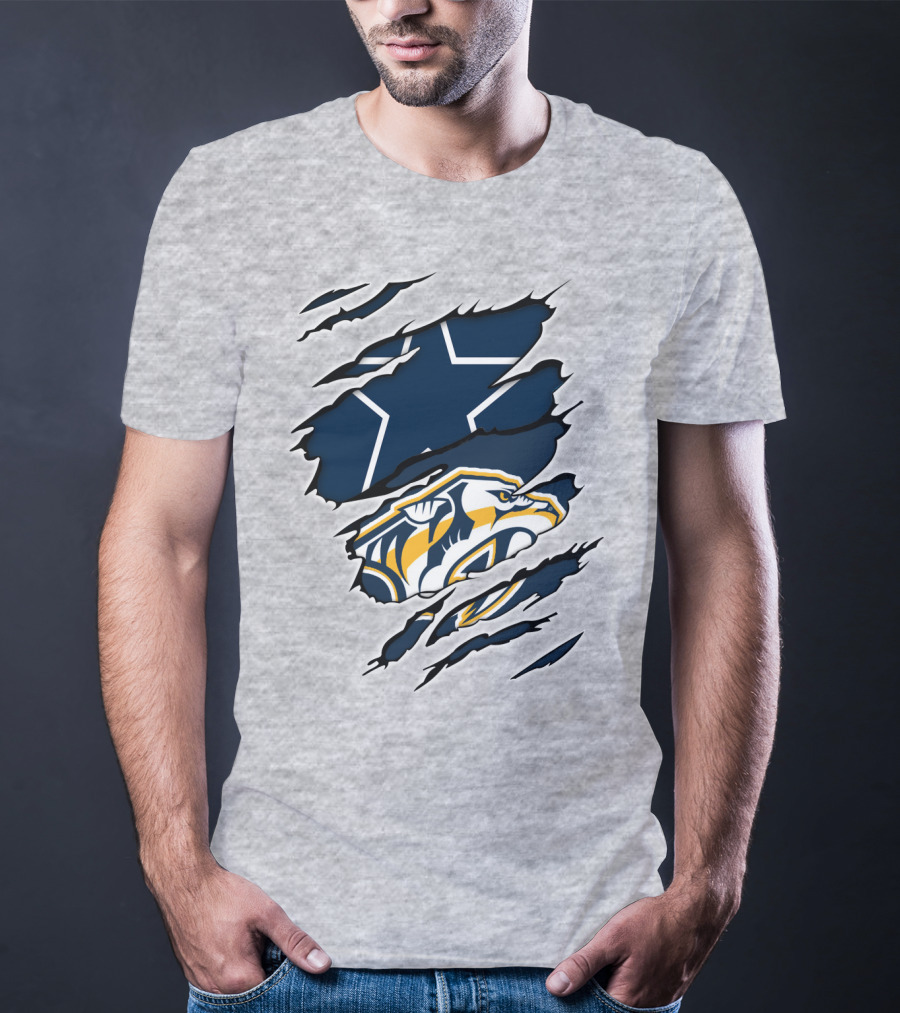 Cowboys Predators Dual Logo Ripped T-Shirt