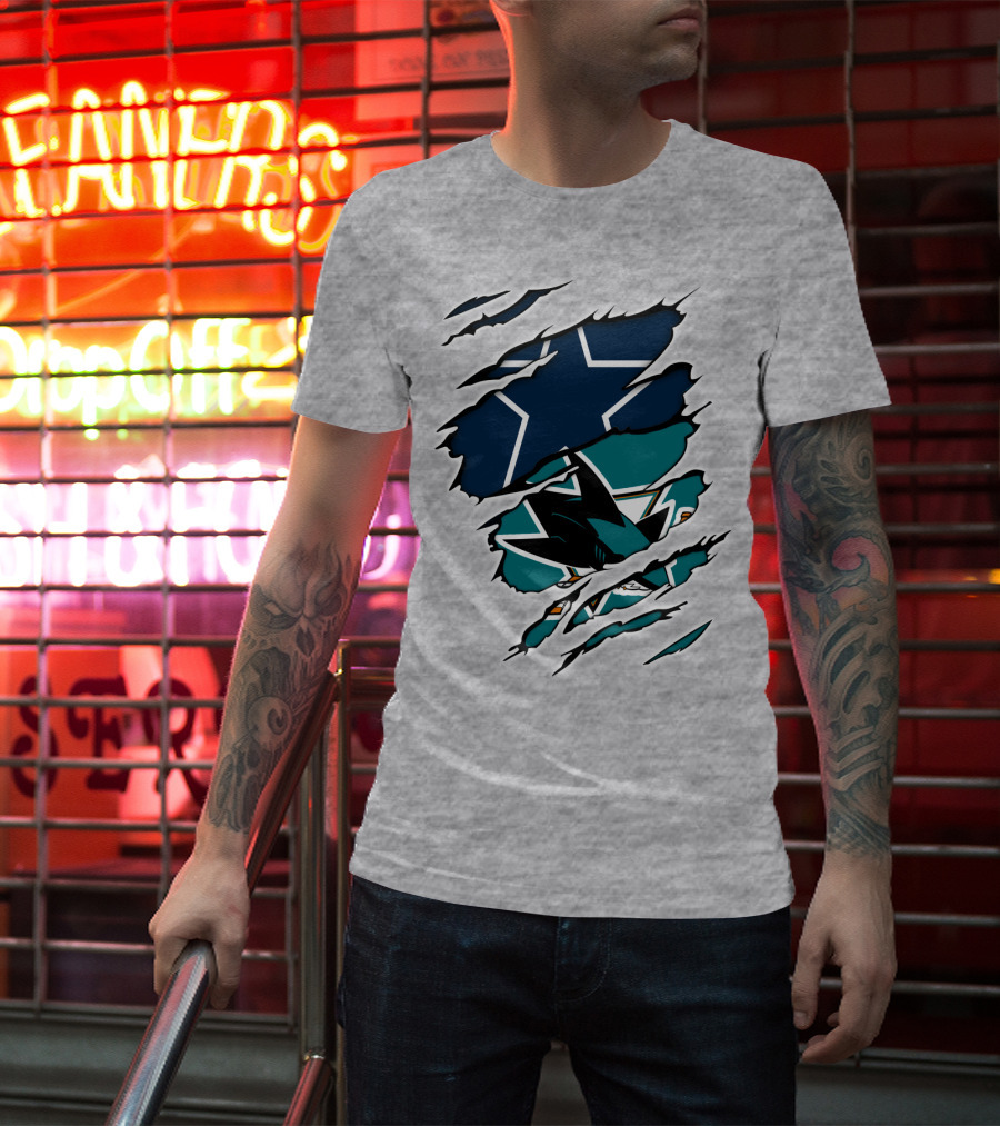 Dallas Cowboys San Jose Sharks Fan Crossover T-Shirt