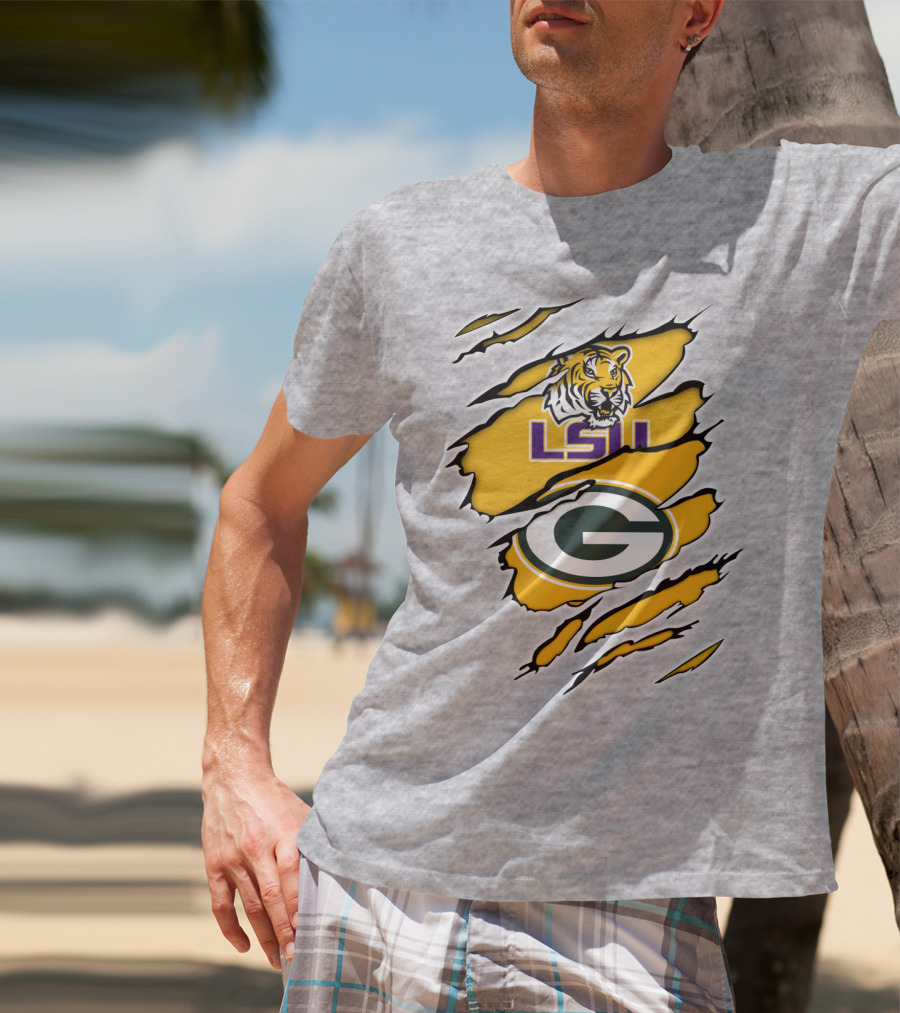 LSU Tigers Green Bay Packers Claw Marks T-Shirt