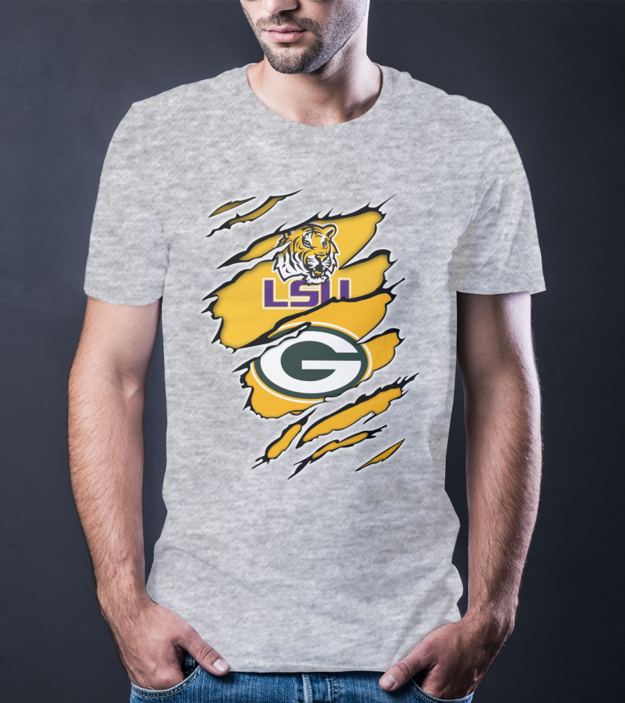 LSU Tigers Green Bay Packers Claw Marks T-Shirt