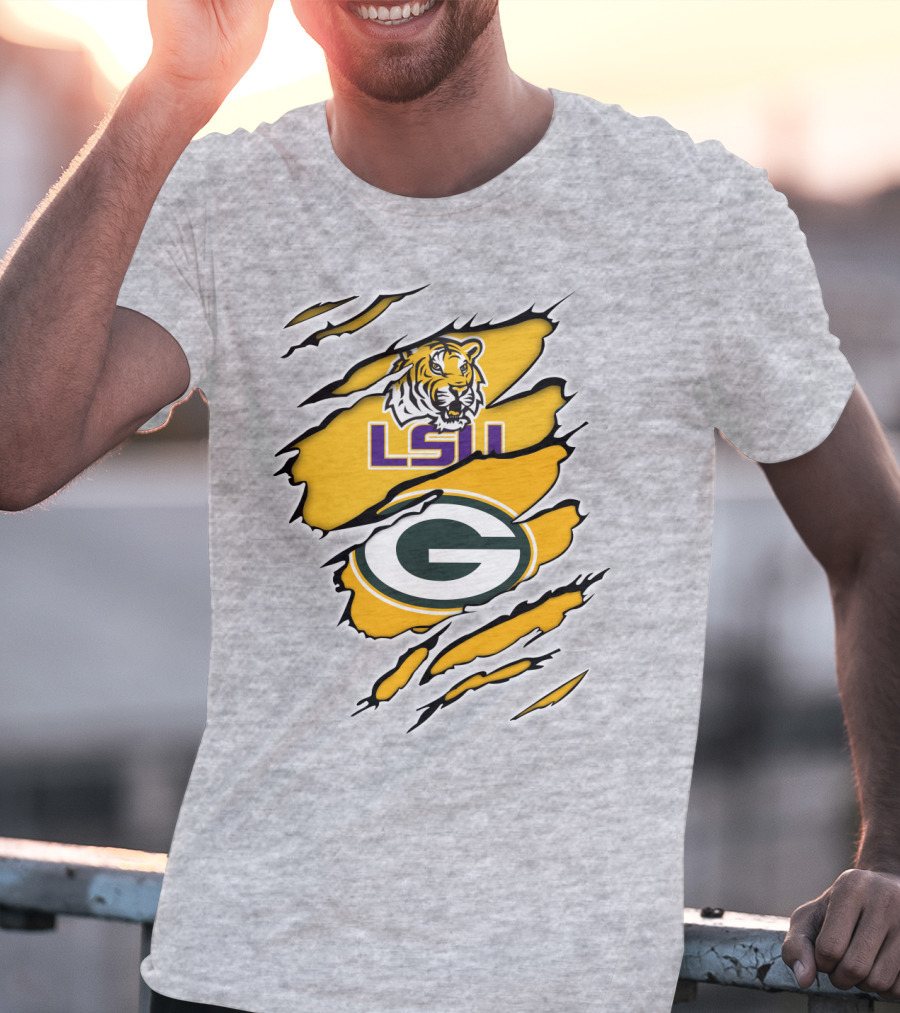 LSU Tigers Green Bay Packers Claw Marks T-Shirt