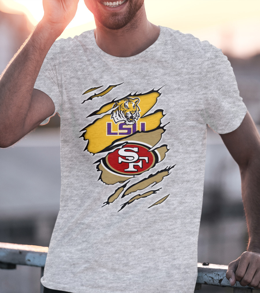 LSU Tigers San Francisco 49ers Ripped T-Shirt
